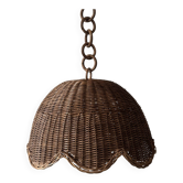 Woven rattan tulip pendant light