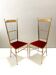 Pair of Vintage Brass and Red Velvet Chiavarine Chairs, Italy