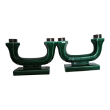 Pair of art-deco ceramic candle holders