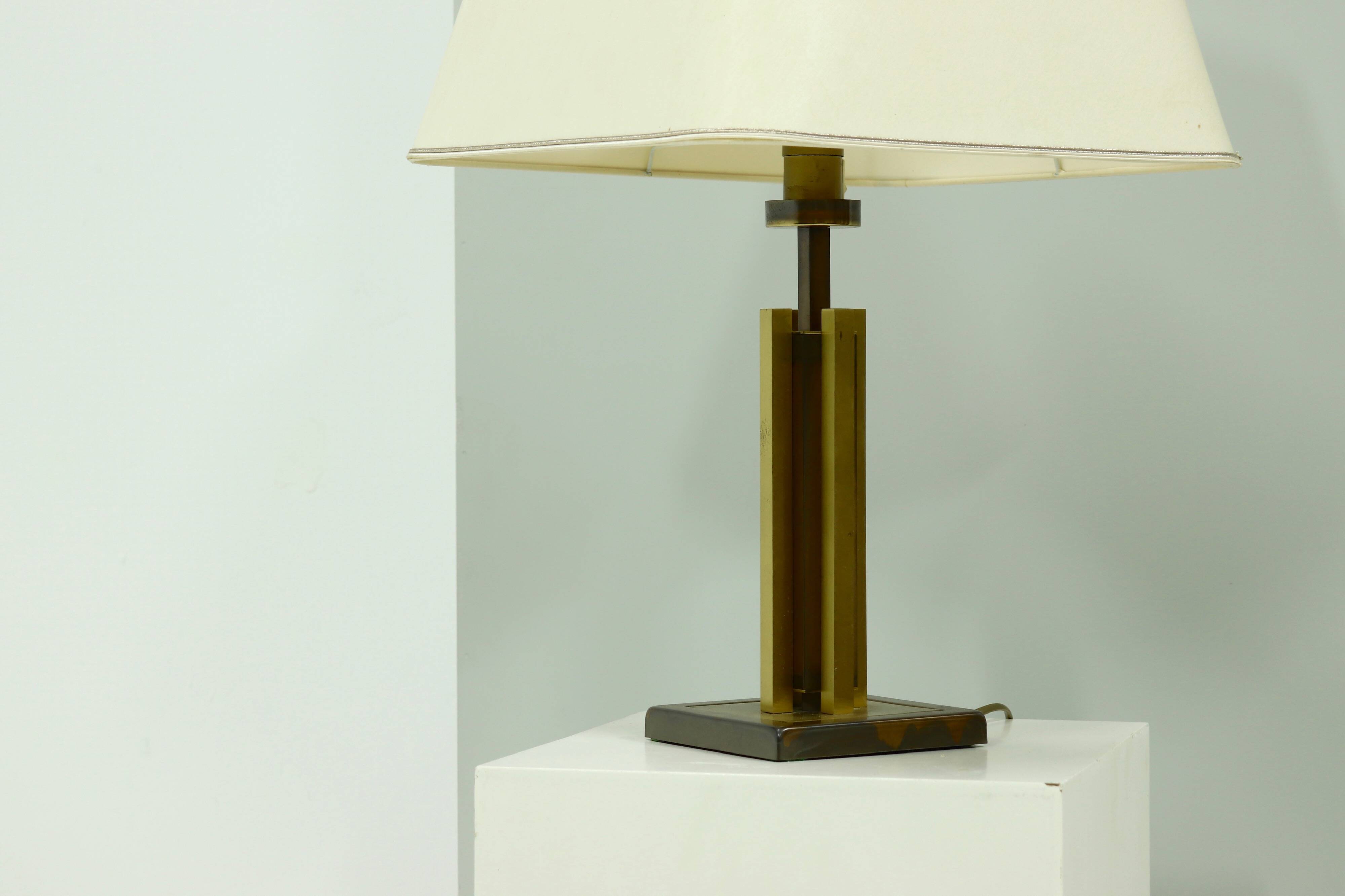 Mid Century Brass and Copper Table Lamp 1970s