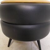 Vintage skai pouffe