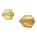Pair of gold-plated aluminum wall lights by Jules Wabbes - 2 pairs available (1)