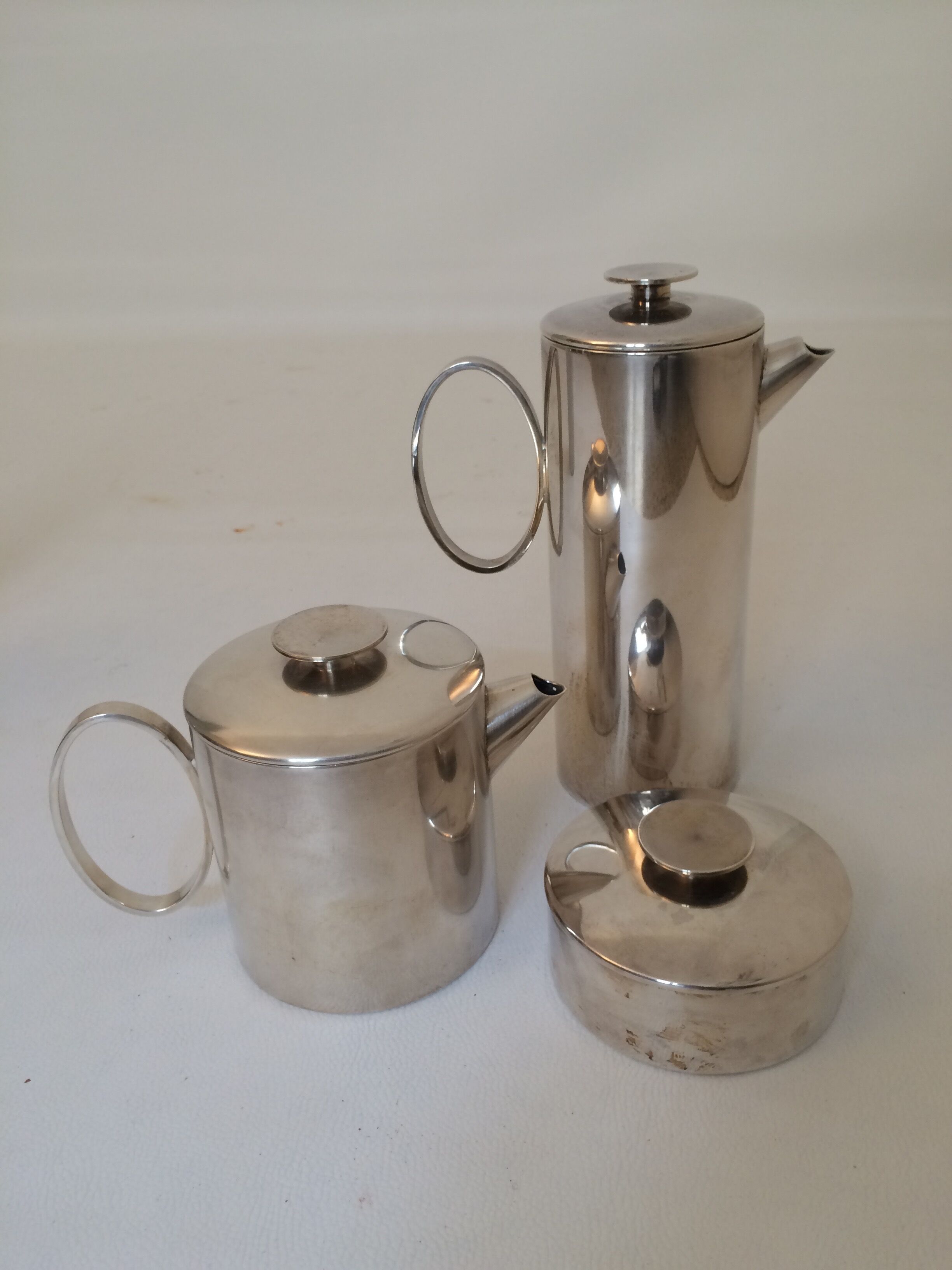 Christofle and lino Sabattini tea and coffee set in silver metal, model "mercury" stamp "coll.