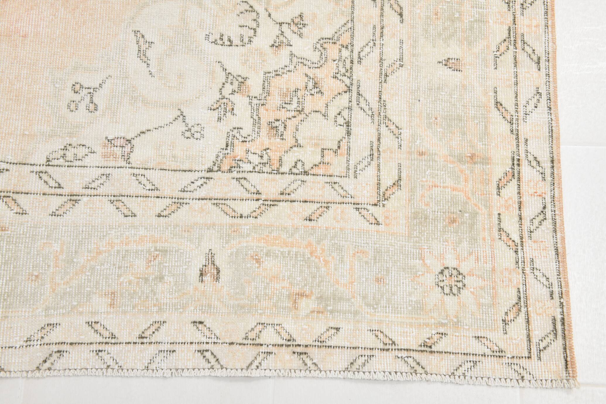 7x11 Vintage Peach Beige Turkish Rug, 206x335Cm