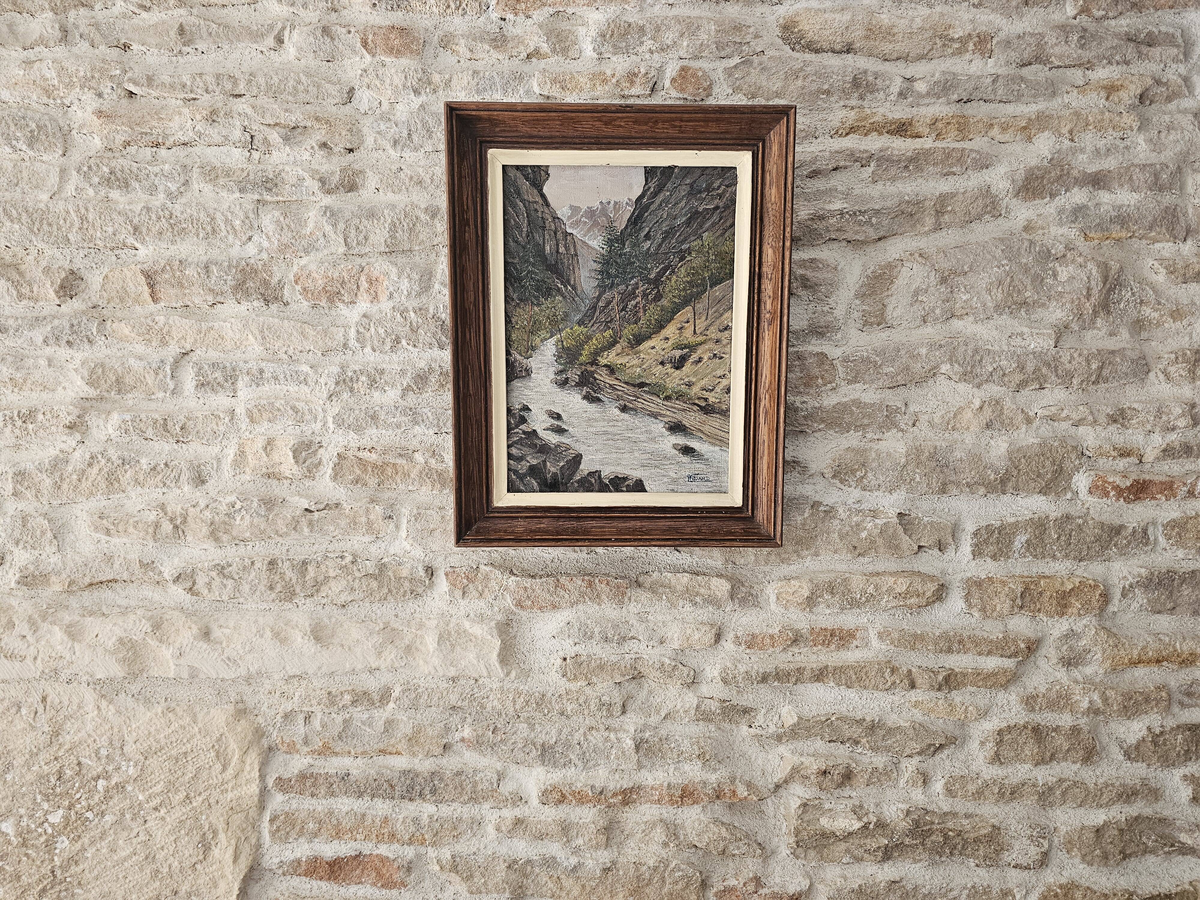 Oil on Canvas Painting Landscape Gorges of Queyras Hautes Alpes signed V Pida