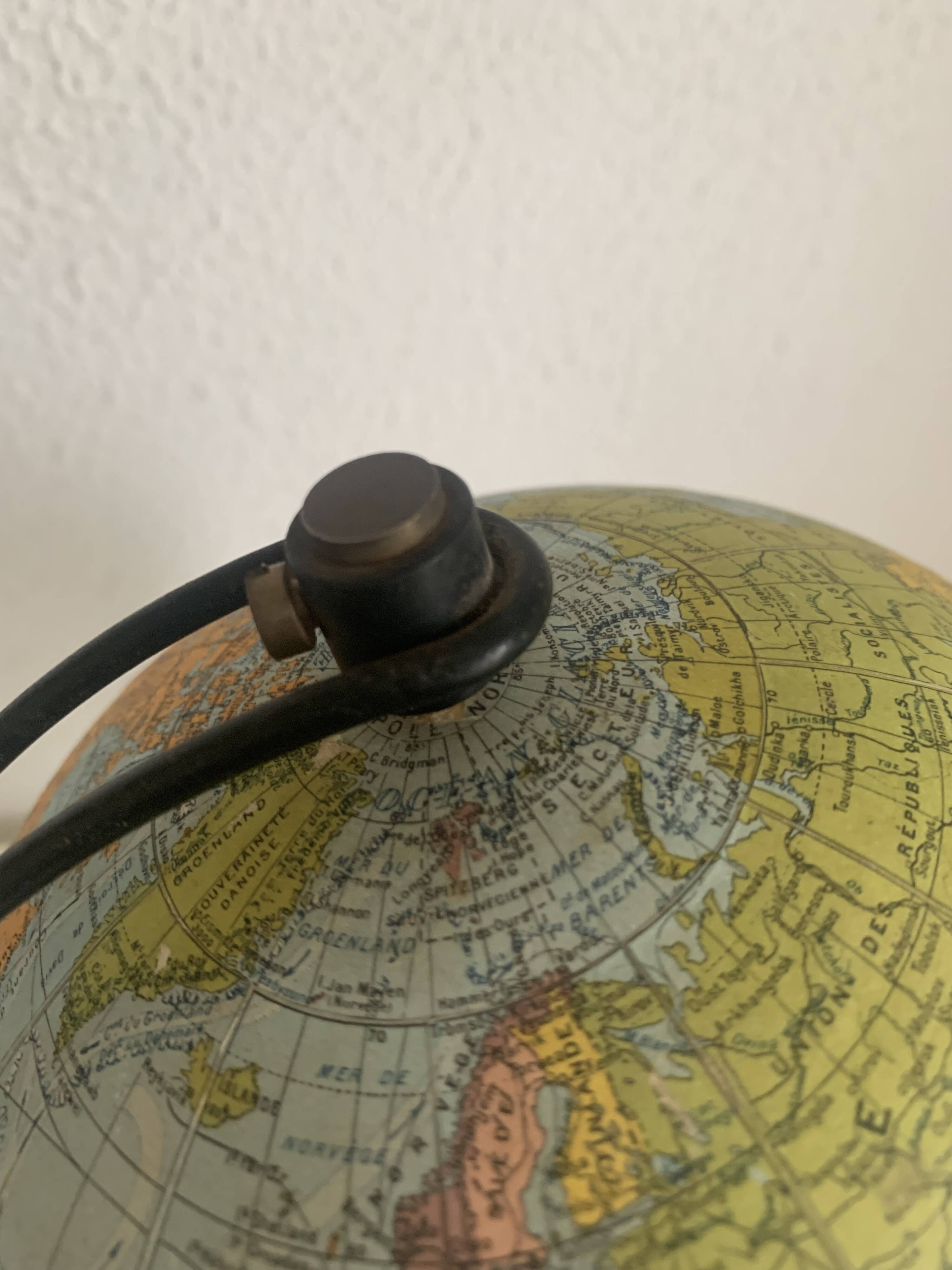 Globe vintage 1960 terrestre verre mappemonde Perrina - 24 cm