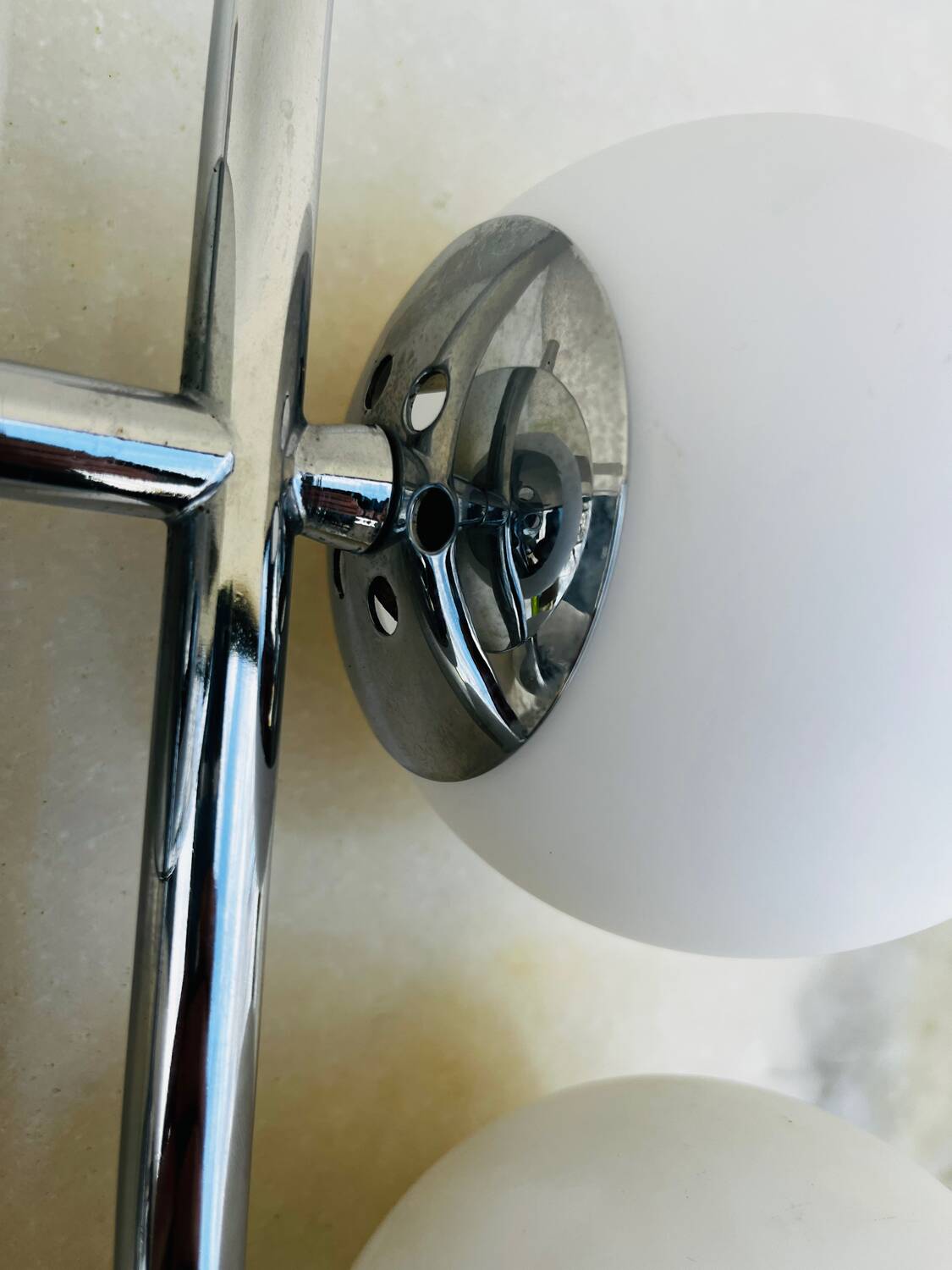 2 vintage double opaline globe wall lights 1960