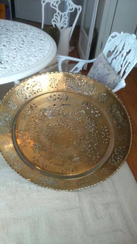 Plateau de table chinois en cuivre