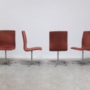 Early set of 4 'Oxford' swivel chairs by Arne Jacobsen for Fritz Hansen, 1966