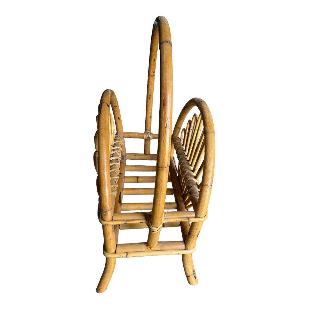 Magazine holder or vintage rattan bamboo plants