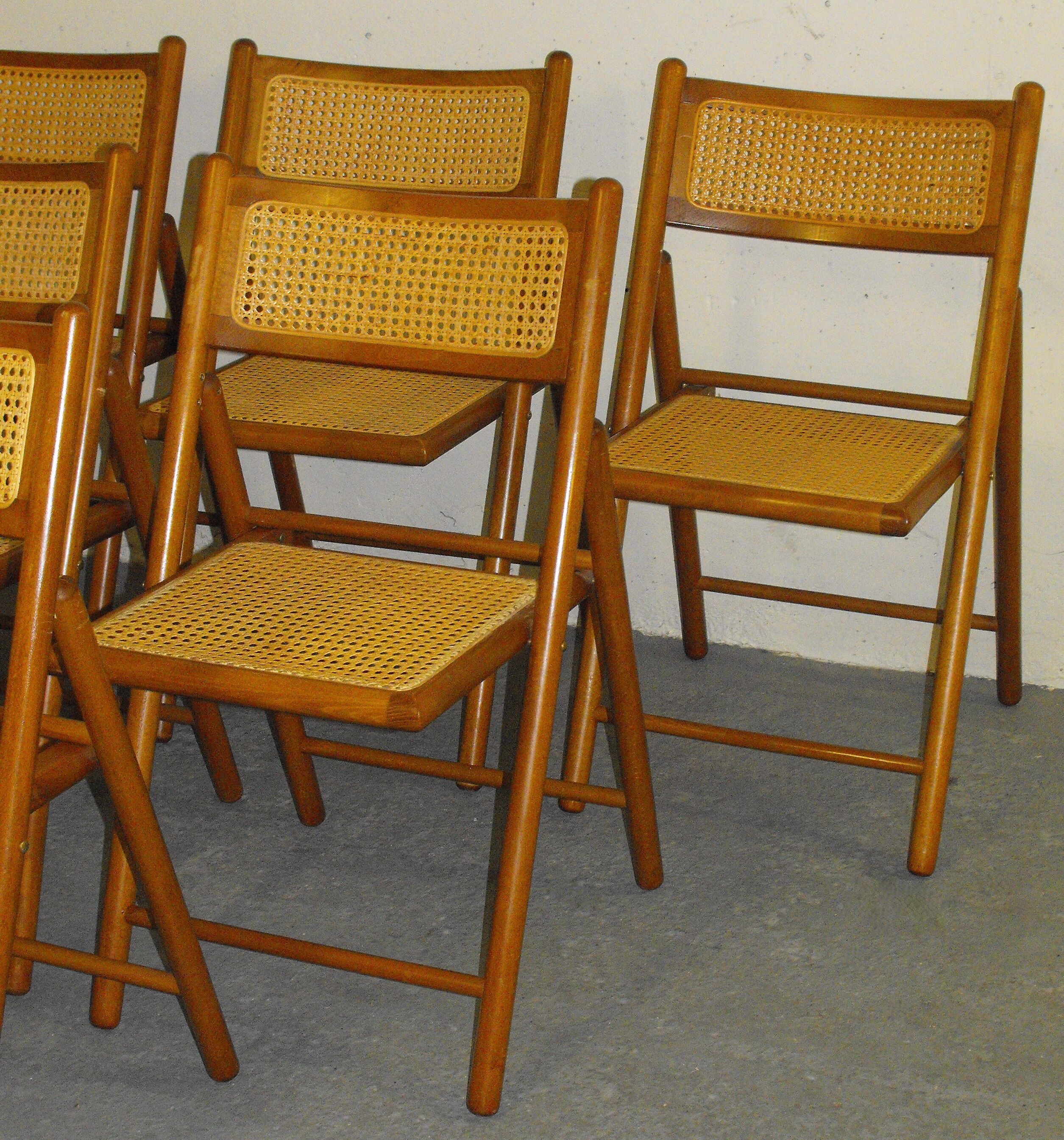 Set de 6 chaises pliantes cannées vintage