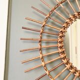 Vintage rattan sun mirror