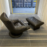 Ligne roset - armchair driver and sound ottoman 70's