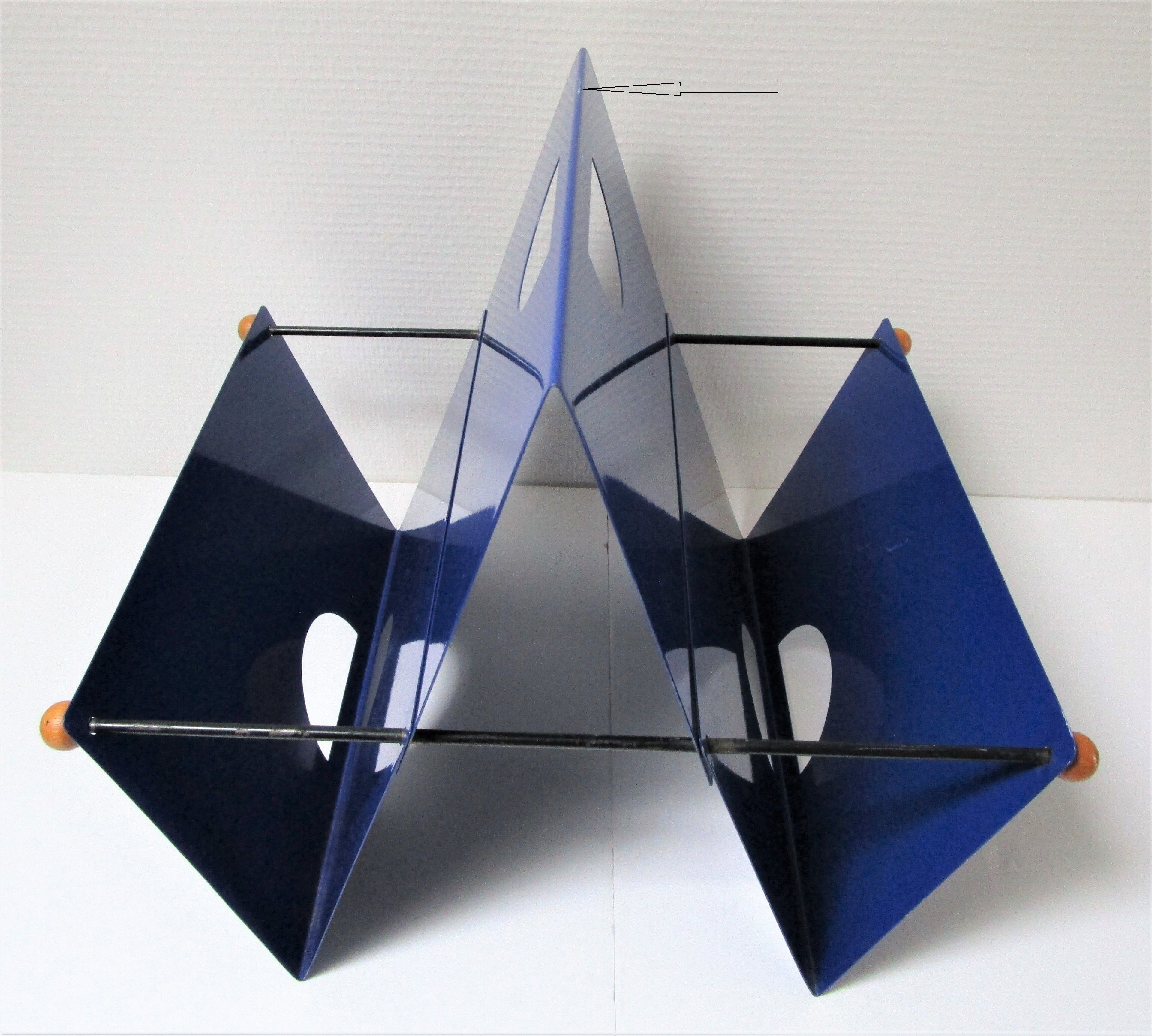 Blue metal magazine holders design 80s