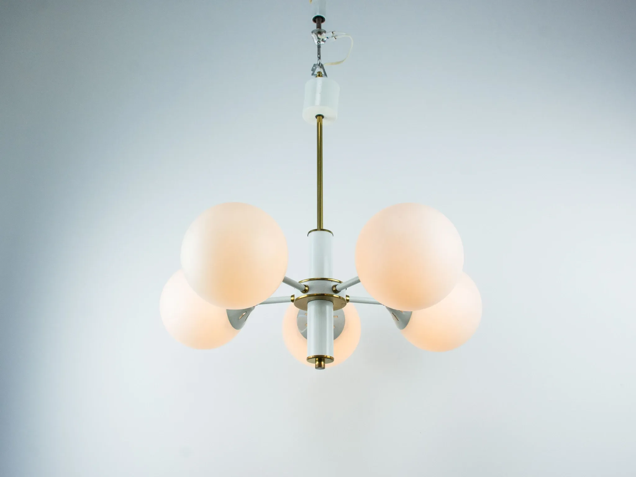 Vintage White 1970s Sputnik Chandelier – Mid-Century Modern Ceiling Light