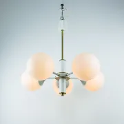 Vintage White 1970s Sputnik Chandelier – Mid-Century Modern Ceiling Light