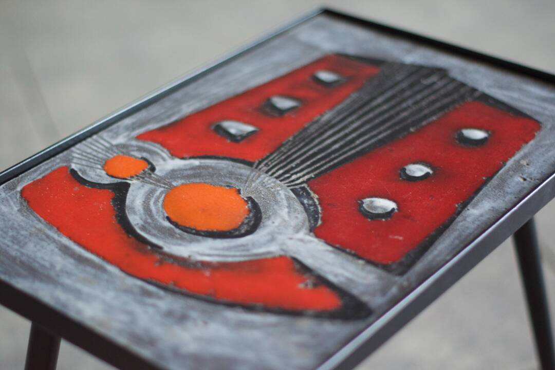 2 nesting varnished ceramic coffee tables - the brothers jean & robert cloutier 1950