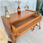 Commode bois et rotin vintage