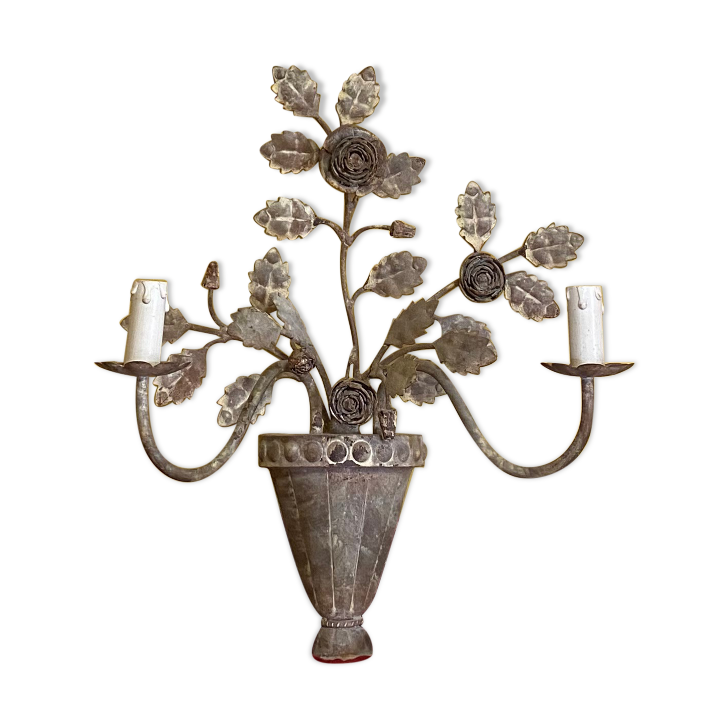 Set of wrought iron wall lamps