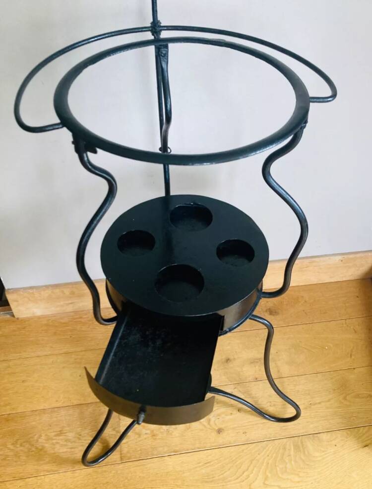 Folding wrought iron toiletry stand, 19th century