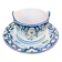 Butter dish, sauce pot in Old Rouen earthenware, handmade, made in France, floral pattern, vintage