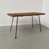 Table basse osier tressé et métal 1960
