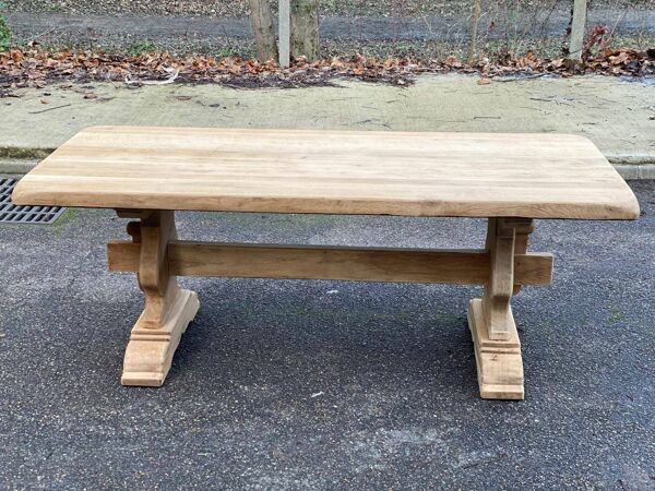 Table à manger de monastère rénovée en chêne massif du 19ème 200cm
