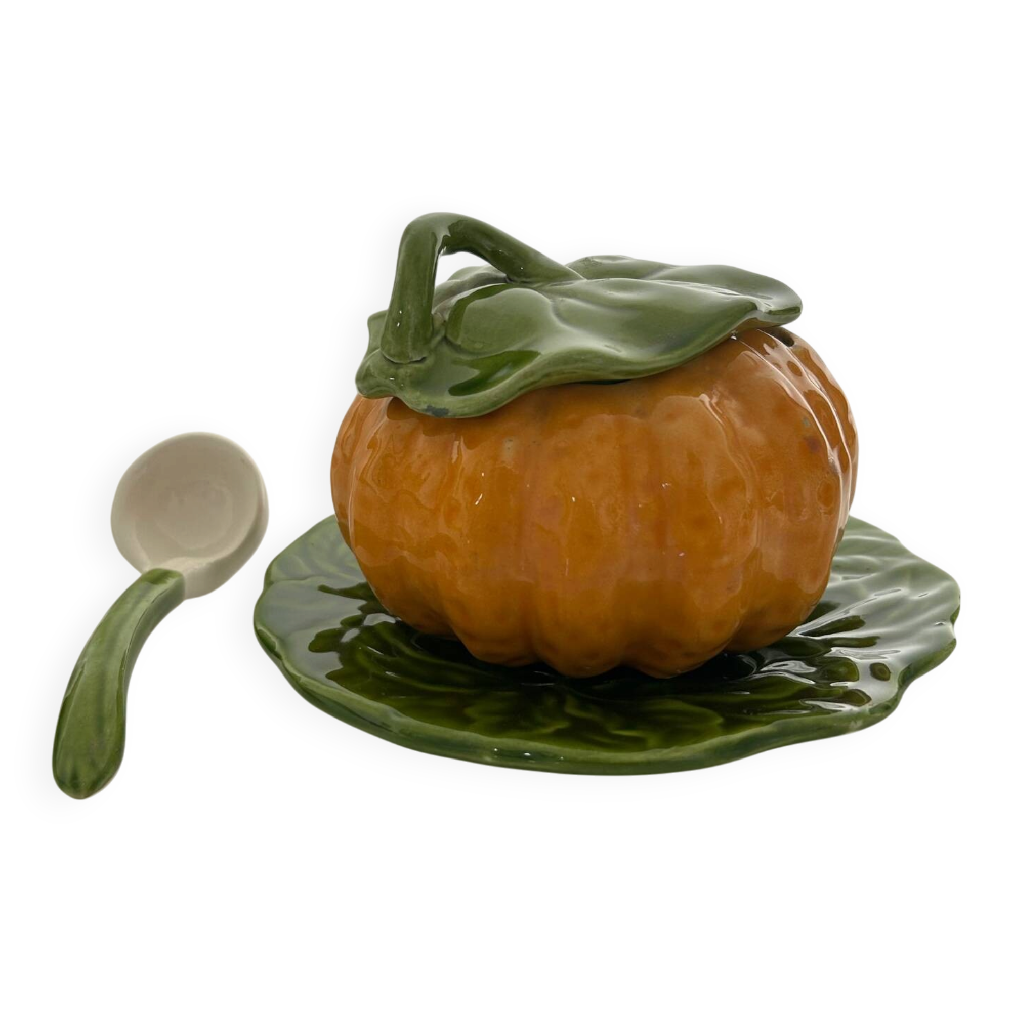 Pumpkin soup tureen in slipware