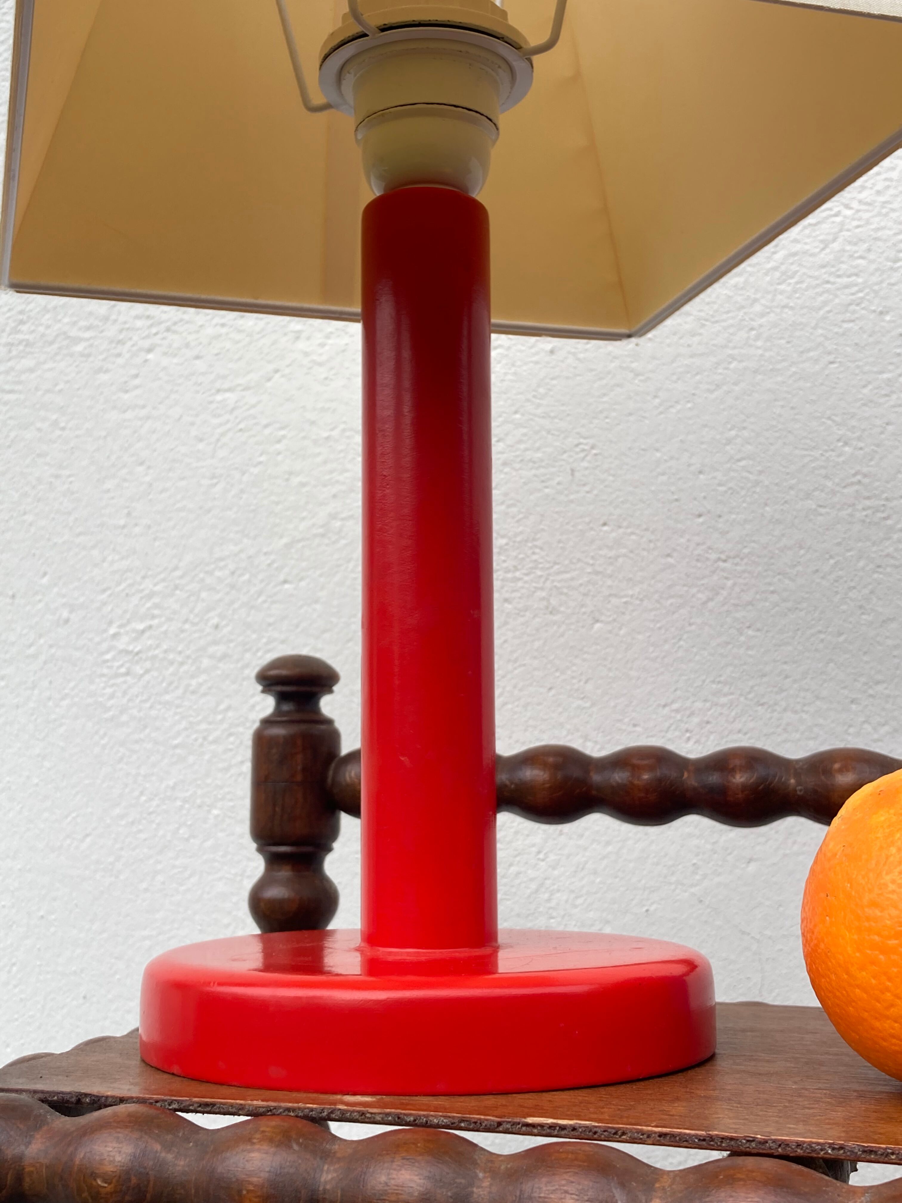 Scandinavian lamp in vintage red painted wood 90s