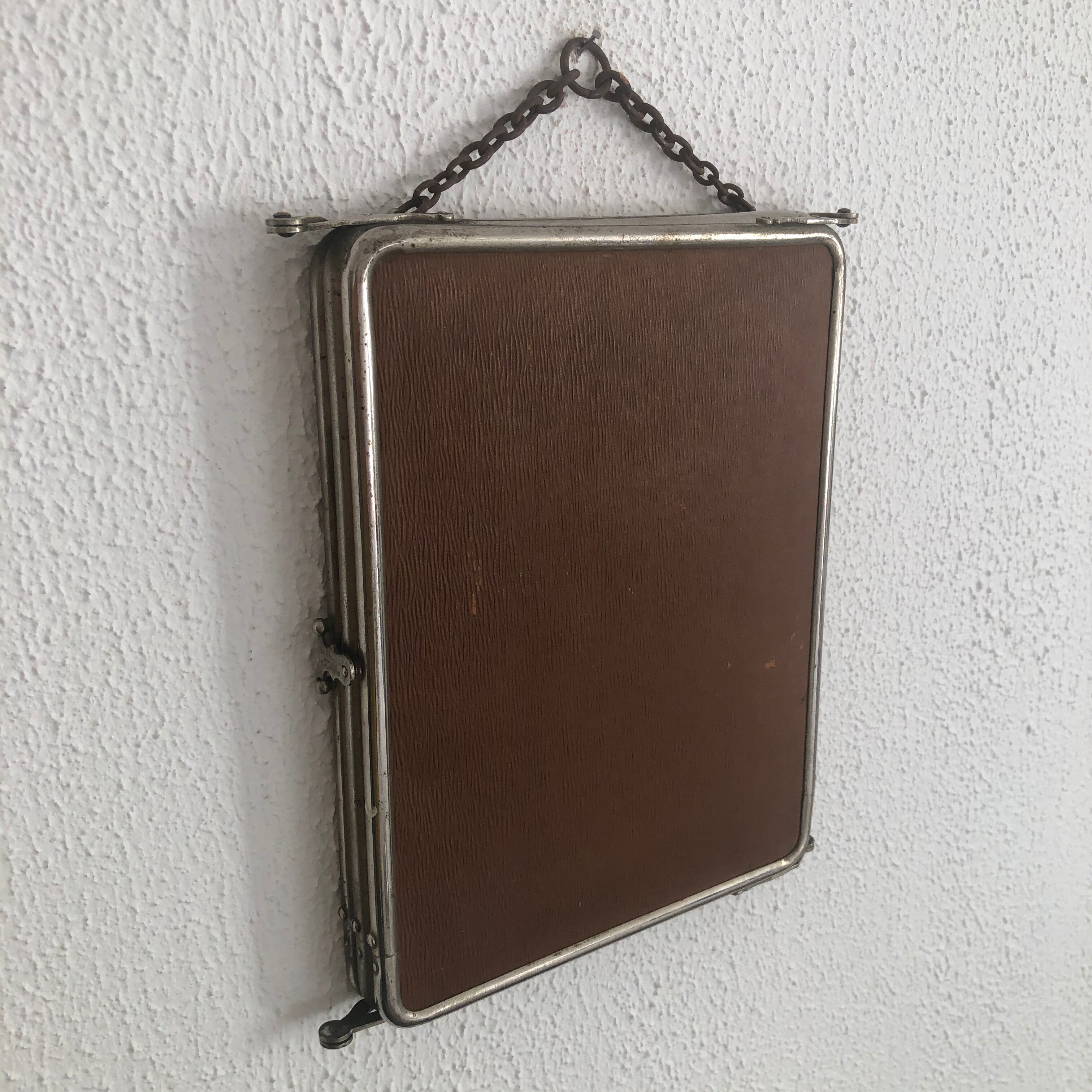 Vintage mirror 1930 triptych barber Le Solide Paris - 21 x 67 cm