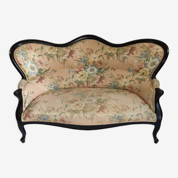 Banquette d'époque Napoléon III en bois noirci