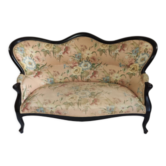 Banquette d'époque Napoléon III en bois noirci