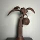 Pencil reed rattan bamboo palm tree coconut table lamp Maro Lopez style 70s