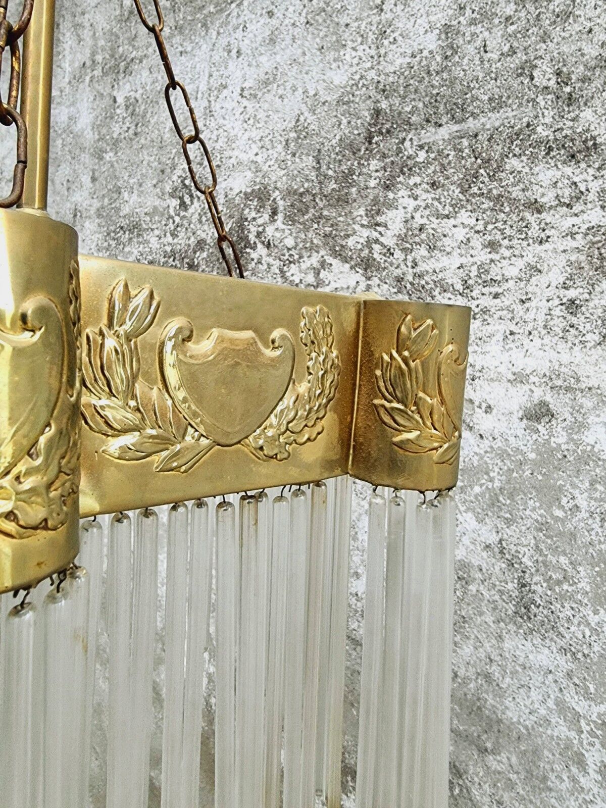 Hanging lamp Art Deco copper with glass beads