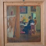 Oil portrait on canvas from the 1920s - painted on the back - Giuseppe Torelli (1881 -1959)