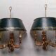 Pair of bronze and sheet metal hot water bottle wall lights