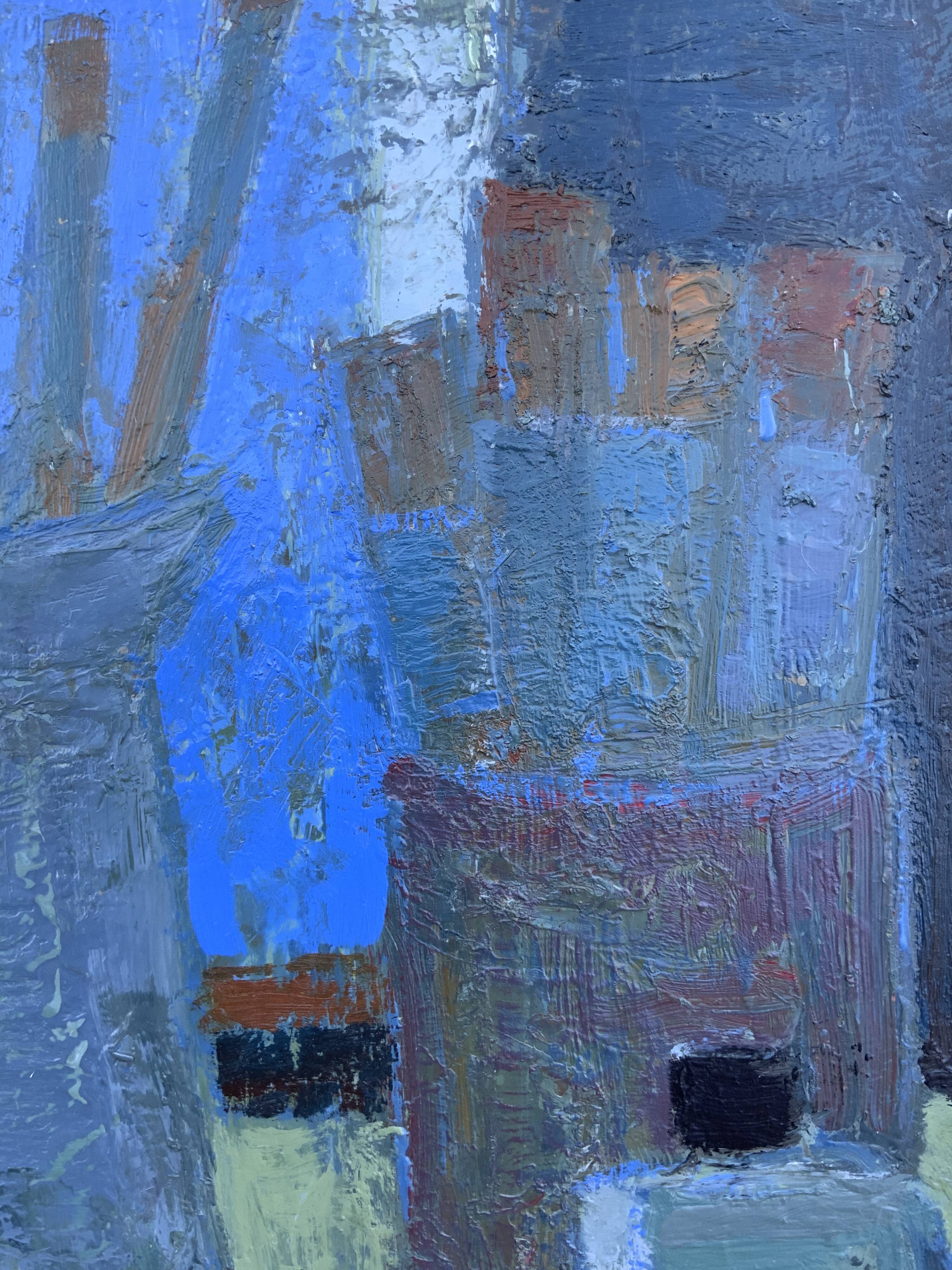 Vintage Modernists Oil Painting Blue Still Life By Svan Grandin Mid 20th Century