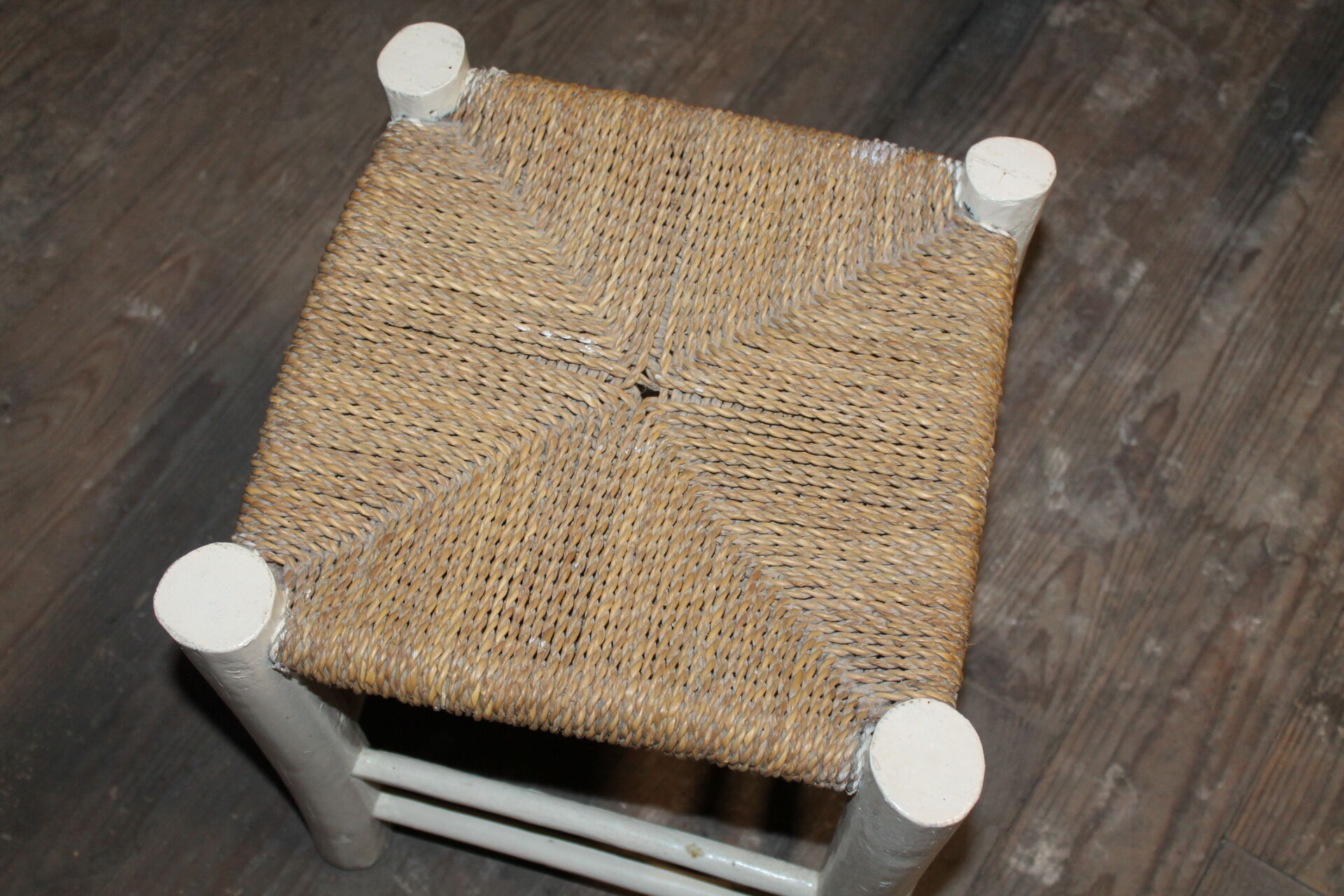 Stool White braided