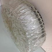 Round ice glass ceiling lamp, vintage 60s-70s