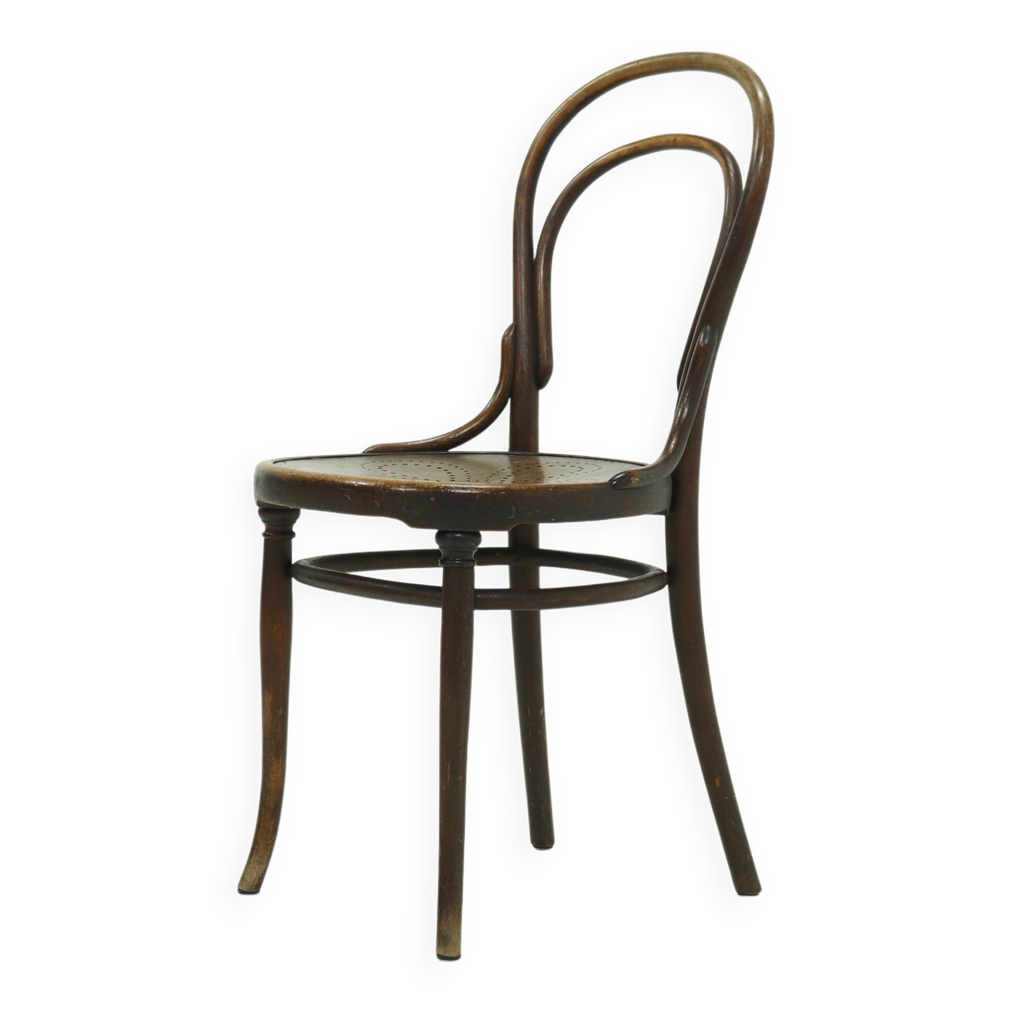 Antique Thonet Bistro Chair with Decorative Legs and Perforated Seat 1920s