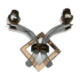 Art Deco 2-arm wall sconce with mirror and brass