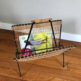 Wicker and metal magazine rack