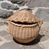 Panier en osier rond avec couvercle