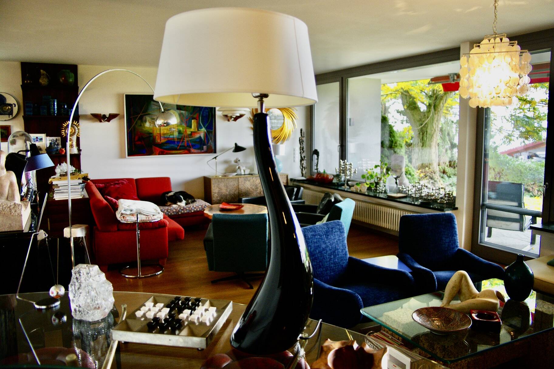 Large vintage ceramic lamp for drimmer 1970