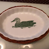 Terrine and duck dishes with basket