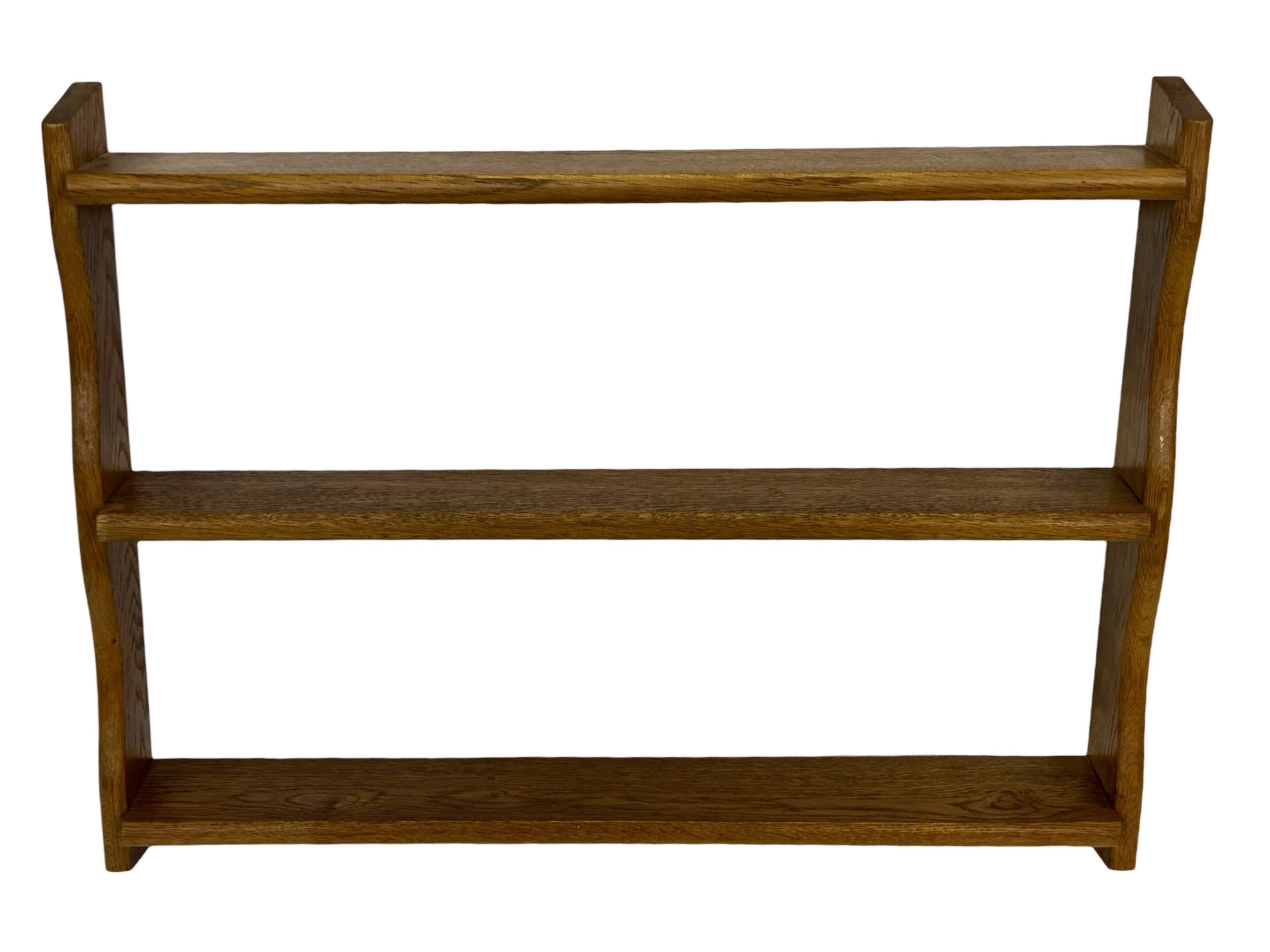 Vintage solid wooden wall rack with 3 shelves 70s oak rack