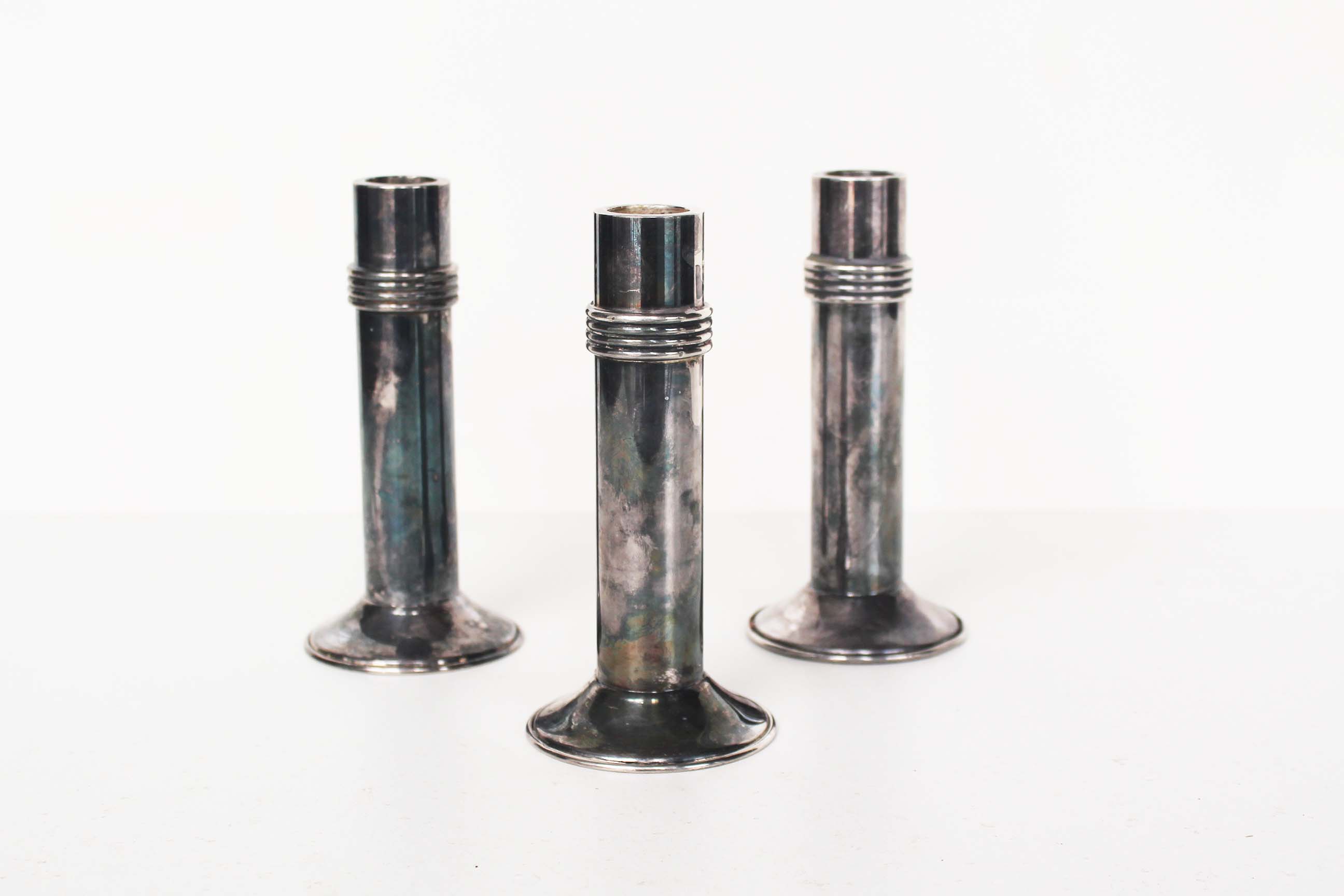 Rare set of silver plated Art deco candle holders by Christian Dior, France 1950's