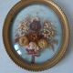 Old frame medallion bouquet of dried natural flowers domed glass 27.9 cm