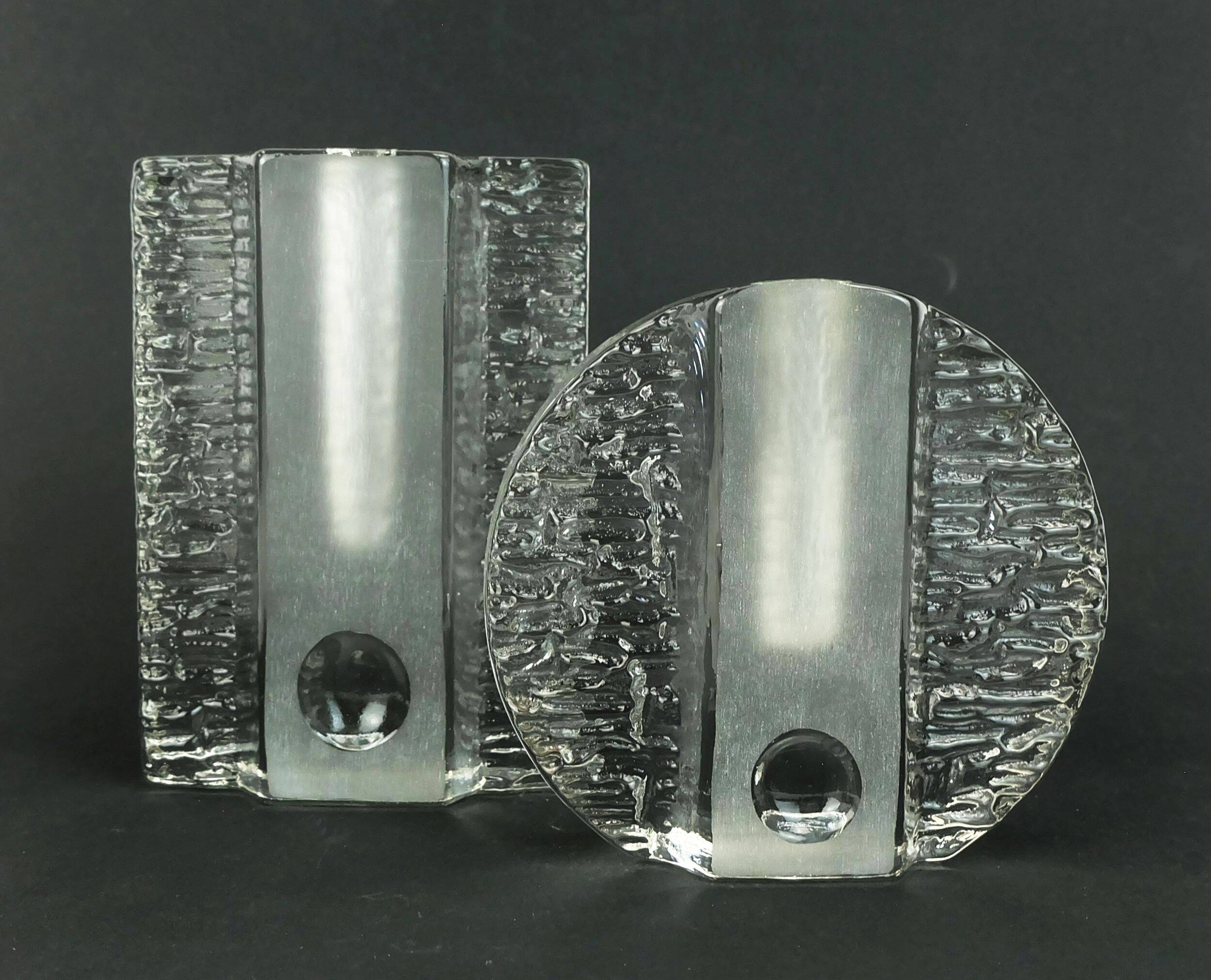 Set of 2 solifleur block vases walther glas 60s 70s op art arrangement vases