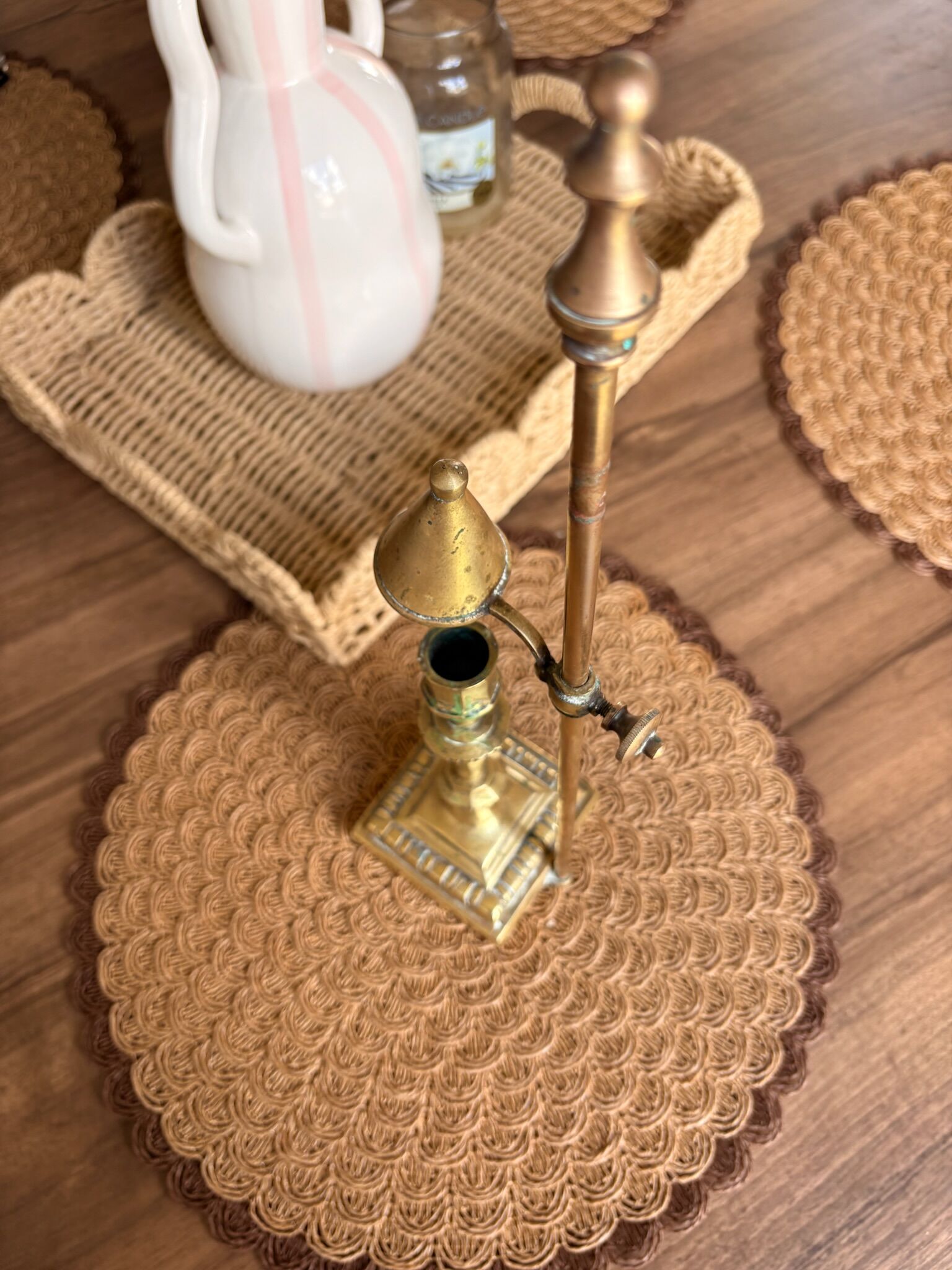 Adjustable candlestick chandelier — Delabre Art Bronze — soft